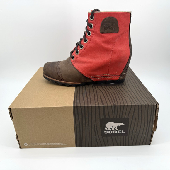 Sorel Boots Booties Womens Size 9 EU 40 PDX Bonfire Orange Wedge Ankle New - Picture 1 of 11